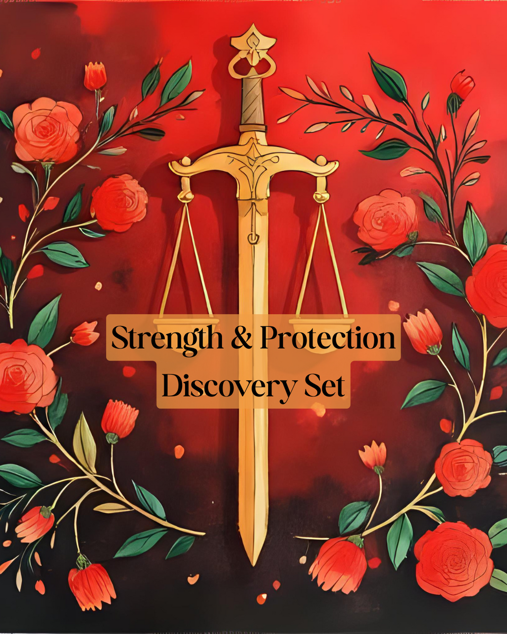Strength & Protection Discovery Set featuring a sword and floral design, representing empowerment and rituals.
