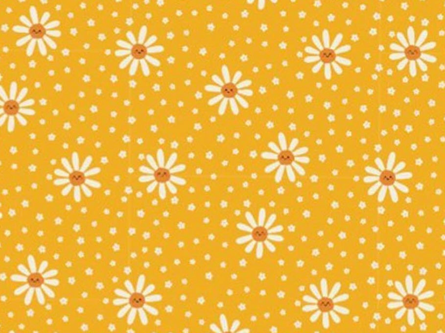 Herbal Comfort Heat Pack - Spring Patterns in bright yellow with white daisies and cute smiling faces.