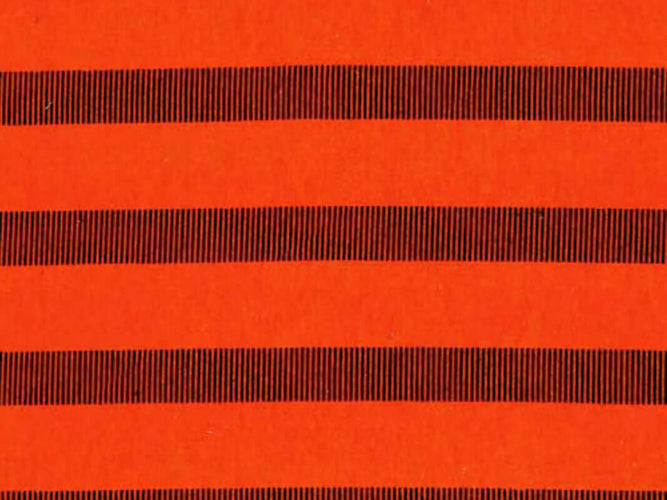 Rice heating pad made with soft cotton flannel with orange and black stripes printed all over it