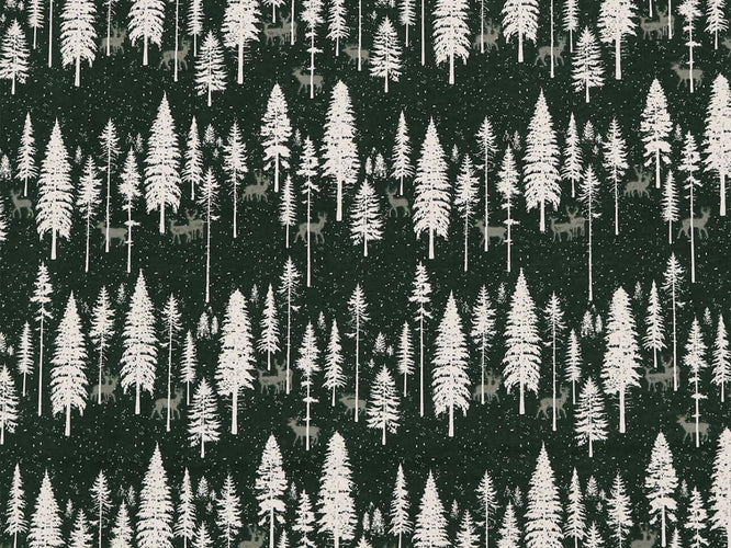 Rice heating pad made with soft cotton flannel with pine trees printed all over it - hunter green background