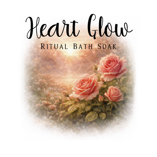 Heart Glow Ritual Bath Soak packaging with pink roses on a white background
