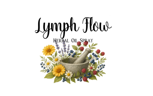 Lymph Flow herbal oil spray packaging on a white background